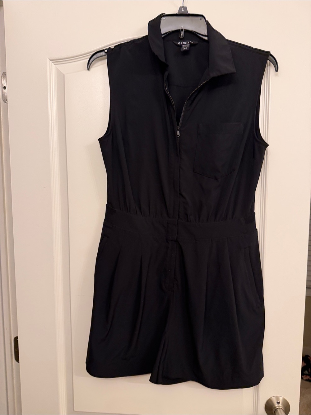 Athleta  Black Sleeveless Zip-Front One-Piece Romper